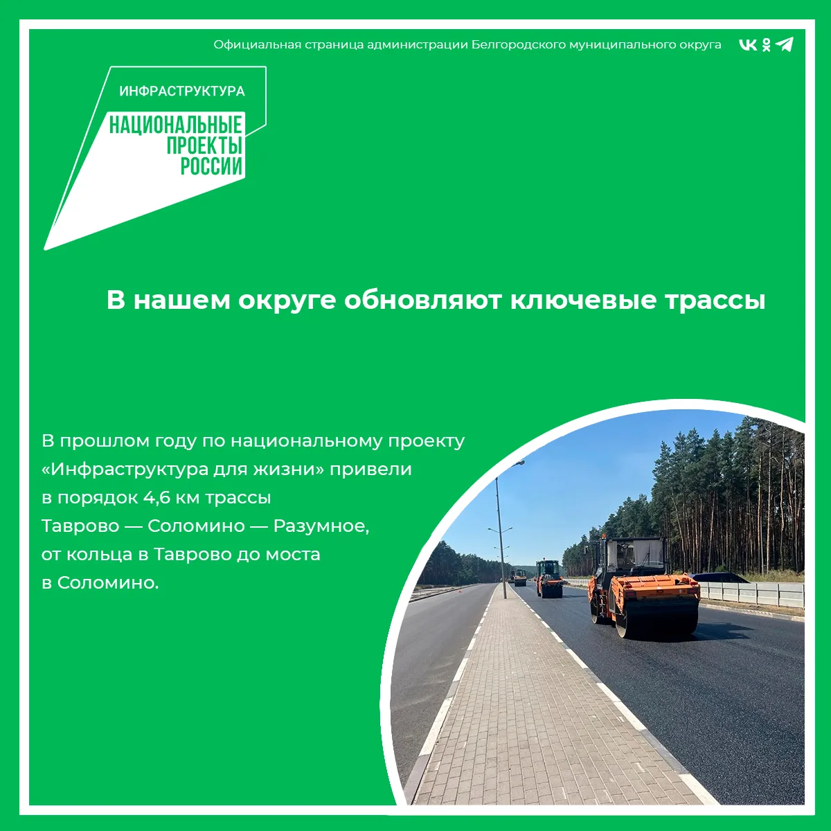 В нашем округе обновляют ключевые трассы