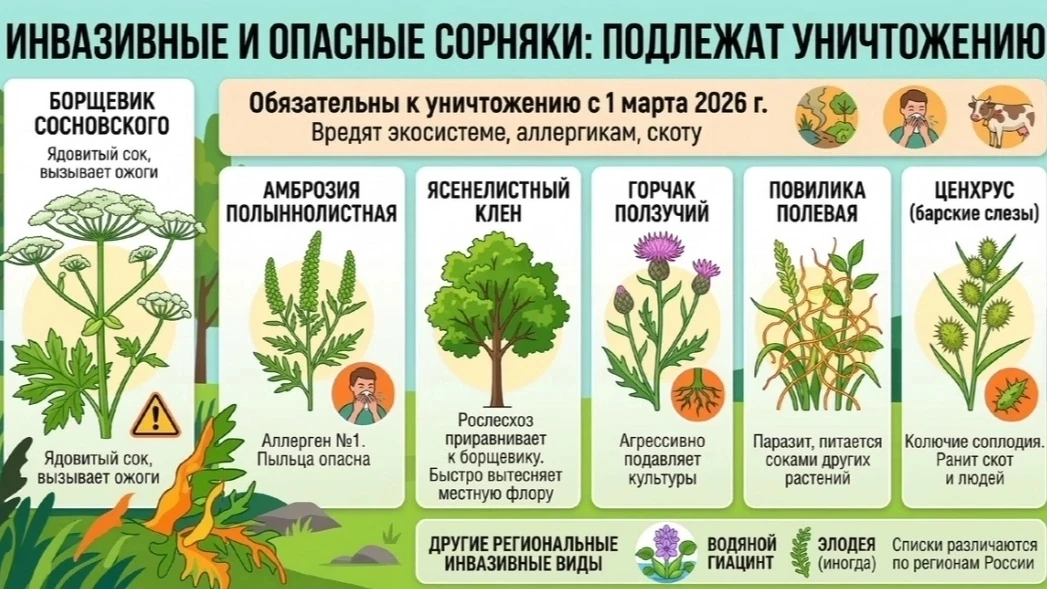 О мерах по предотвращению распространения опасных инвазивных растений 
С 1 марта 2026 года правообла