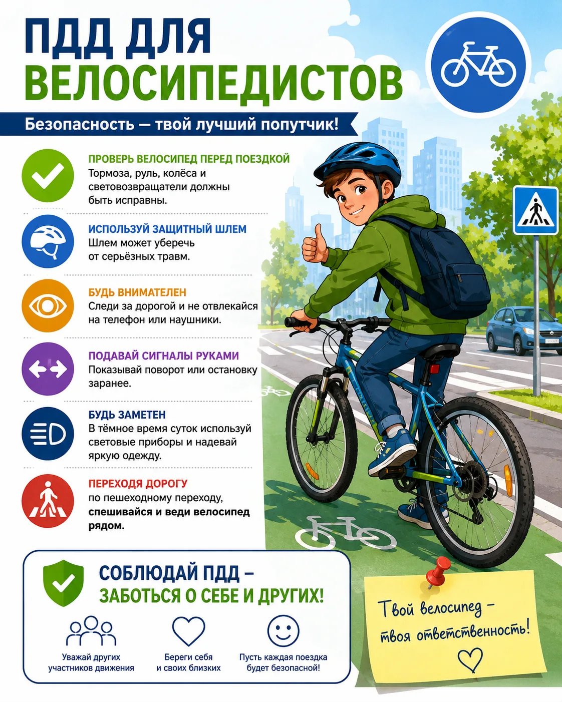 ВЕЛОСИПЕД — ЭТО СВОБОДА И ДВИЖЕНИЕ, НО БЕЗОПАСНОСТЬ ВСЕГДА НА ПЕРВОМ МЕСТЕ🚲