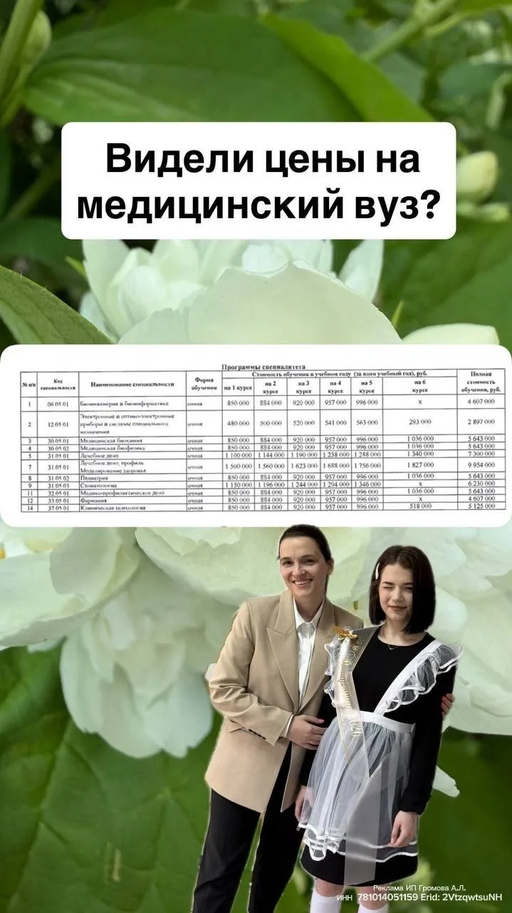 Стали известны цены на ВУЗы в этом году. Соня хочет в первый мед, и это… до 1.5 млн в г...