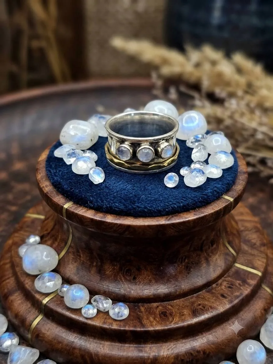 Почувствуйте магию Луны на своей руке! ✨ Это необычное кольцо с лунным камнем и подвижн...