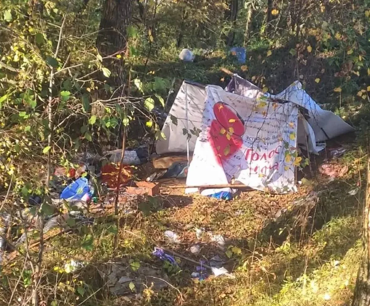 ⚠️ В лесопарке Митино заметили стихийное место проживания