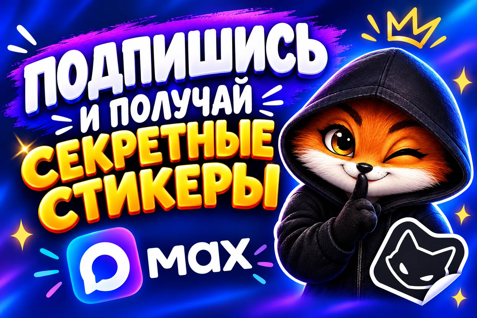 Подпишись на СТИКЕРЫ в МАХ и получай секретные стикеры 🎁