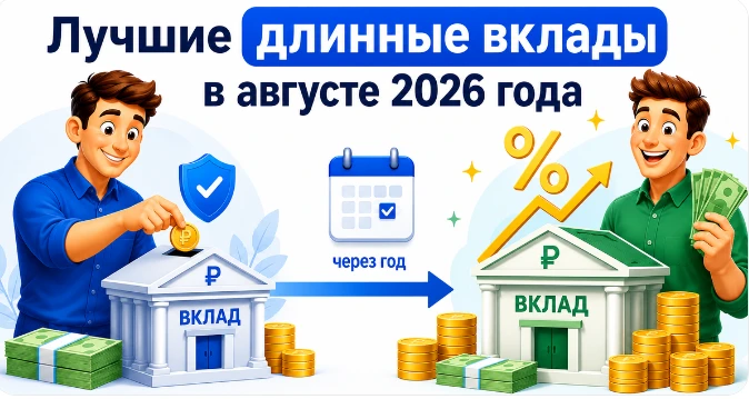 🔴 ТОП-5 длинных вкладов на август 2026

Сделали небольшую подборку вкладов сроком от 6 месяцев:

 Д