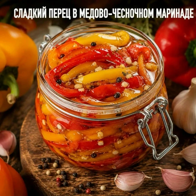 Сладкий перец в медово-чесночном маринаде
