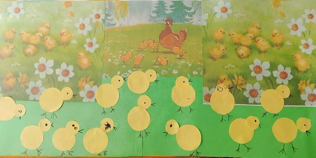 🐥 «Цыплята на лугу»: наша коллективная аппликация! 🌿