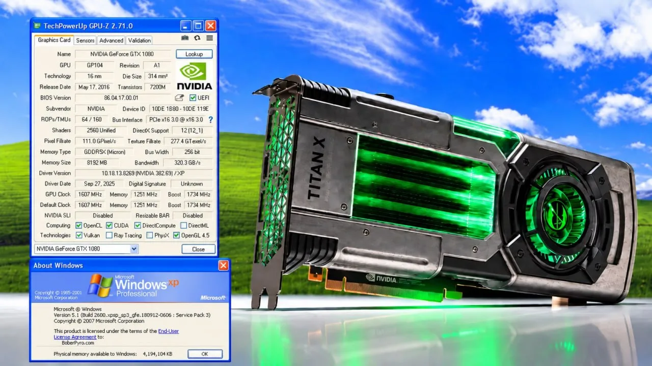 💻 Видеокарты GTX 10 научили работать с Windows XP