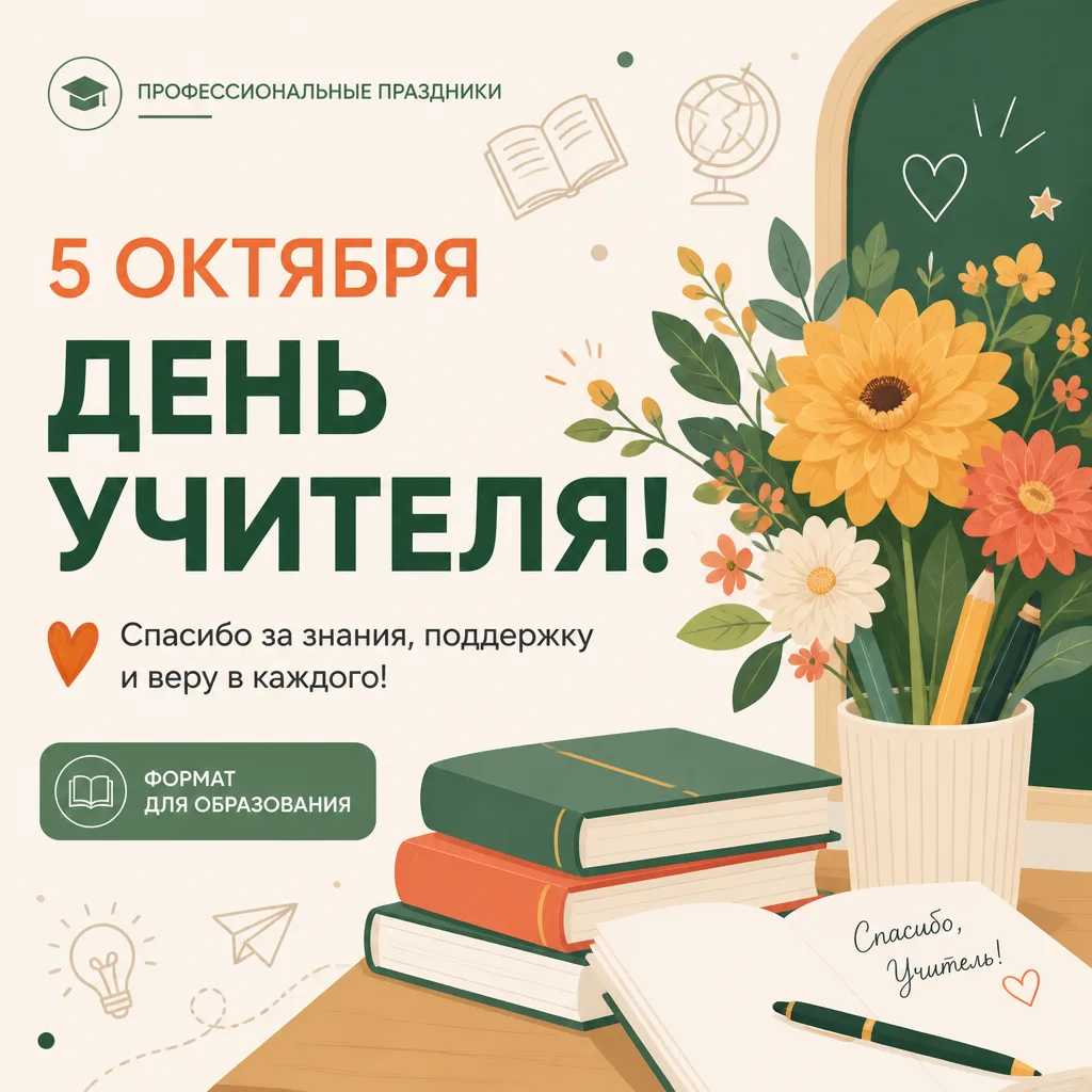 День учителя — официальный профессиональный праздник всех педагогических работников. В ...