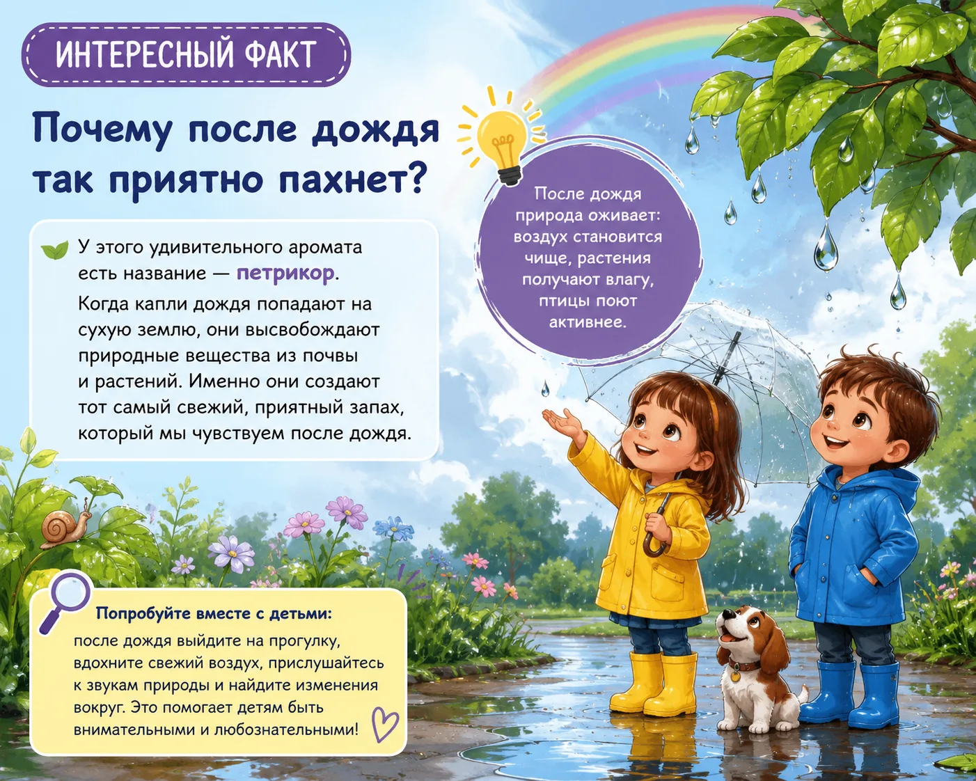 🌧️ Рубрика «Интересный факт»
За окном дождик, а это отличный повод узнать что-то новое! Наверняка м