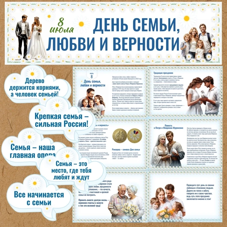 8 июля мы отмечаем замечательный праздник – День любви, семьи и верности! Этот день – прекрасный пов