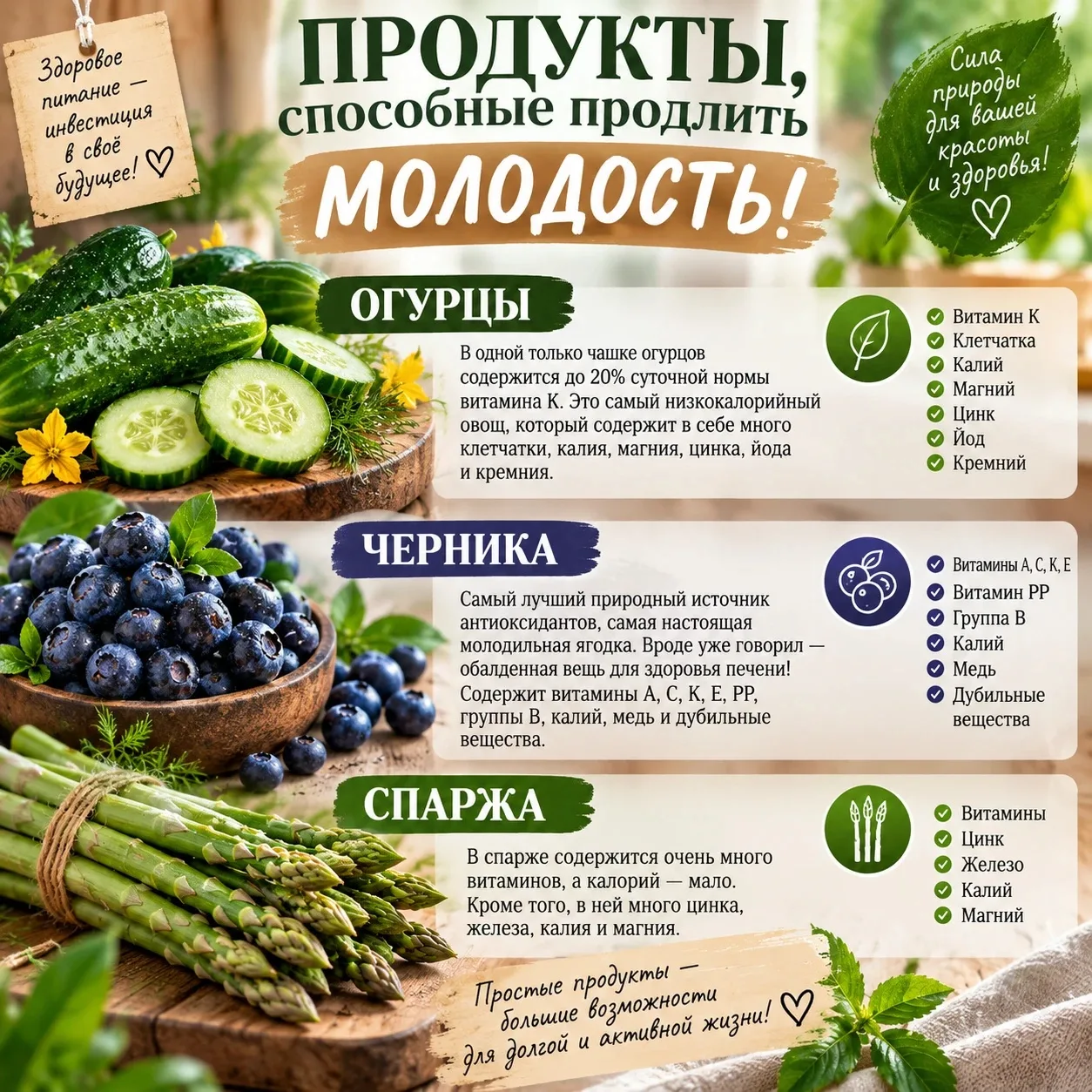 Продукты для продления молодости! 🌱