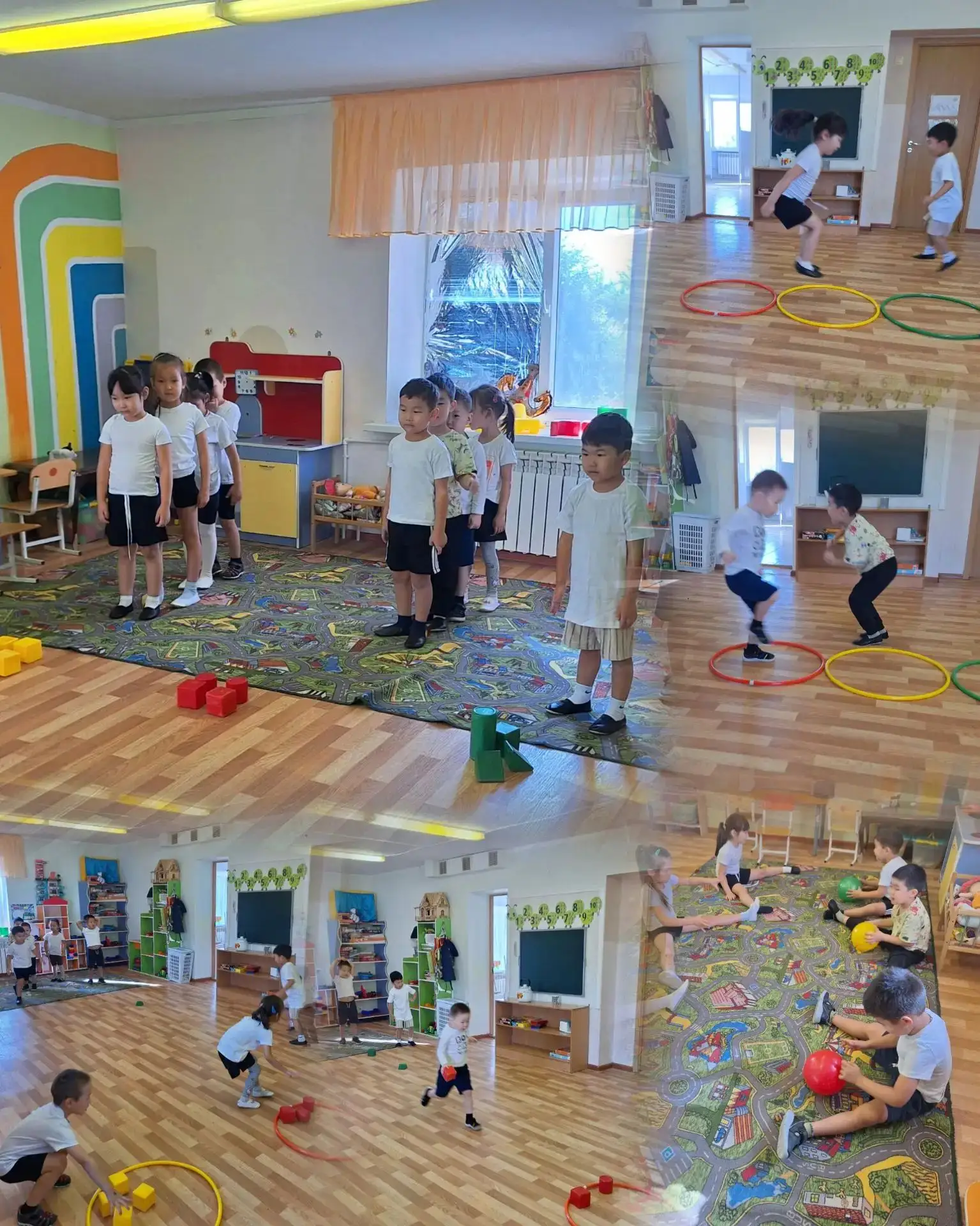 В группе #3 занятие по физкультуре под названием "Красный,жёлтый, зелёный ".Это увлекат...