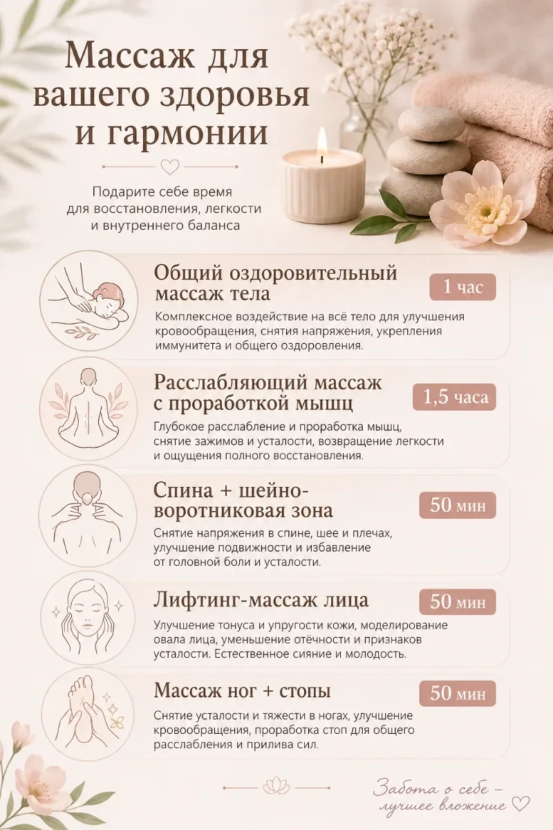 Массаж для Вашей гармонии и здоровья