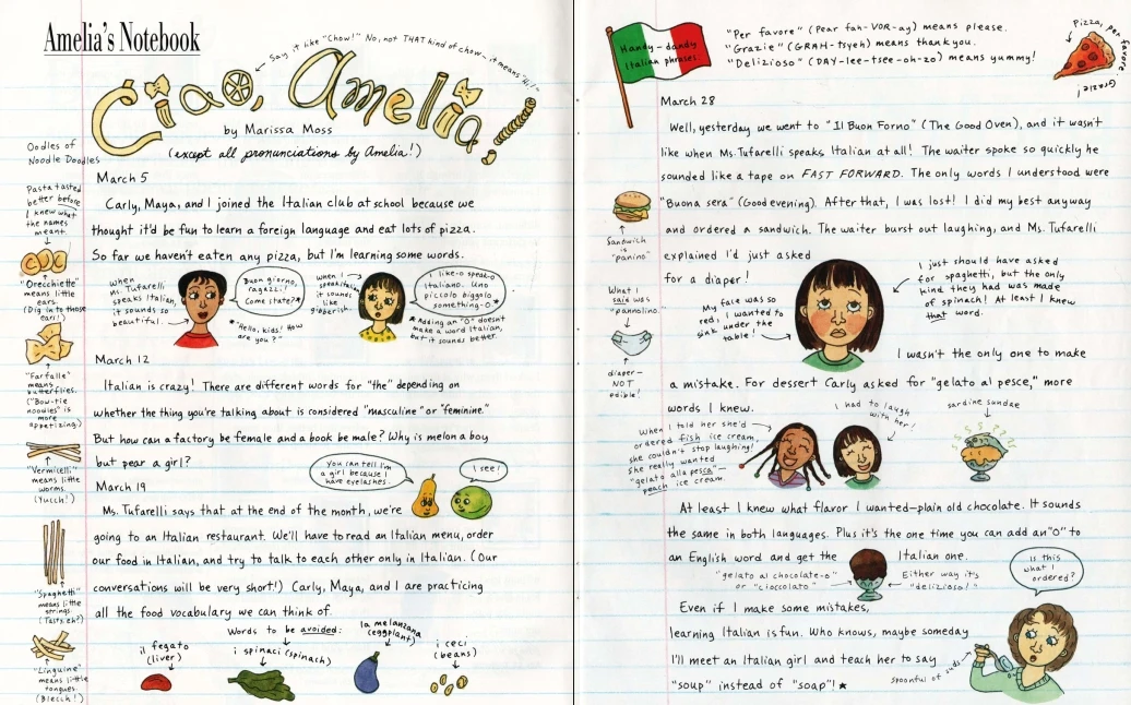 Amelia’s Notebook: Ciao, Амелия! — идея для урока про страны, языки и вкусную еду 🍝🇮🇹