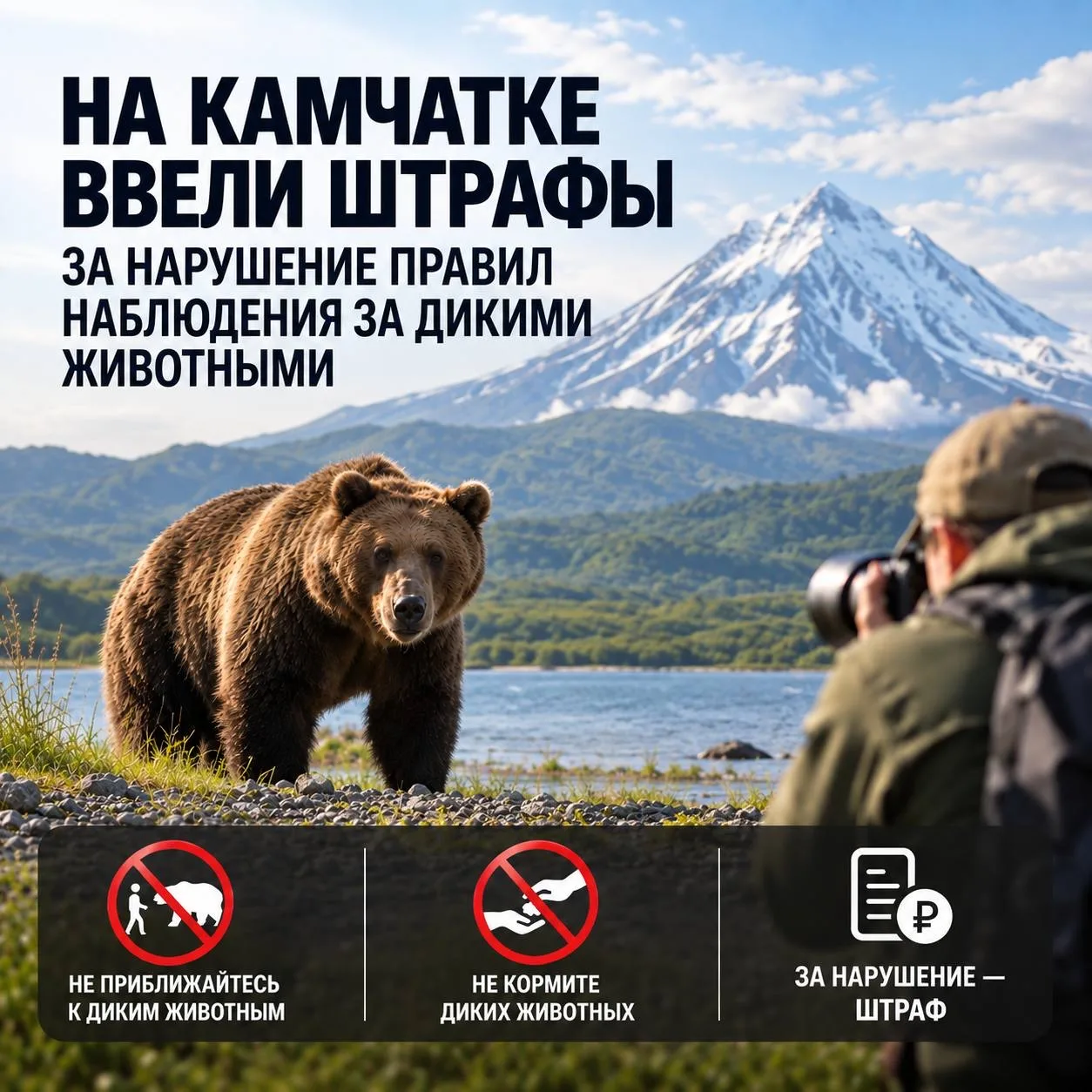 🚫 Камчатский парламент ввёл штрафы за нарушение правил наблюдения за дикими животными