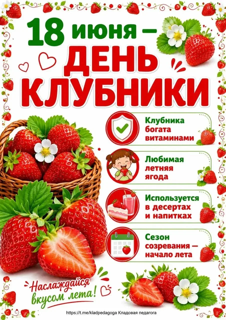 🍓Праздник знаменует пик клубничного сезона, когда ягода максимально доступна, свежа и наполнена аро