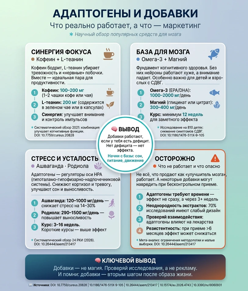 Добавки для мозга - это не магия. Работают они только в одном случае: если у вас есть д...
