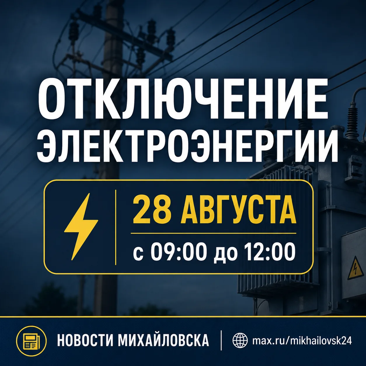 ⚡️ В Михайловске временно отключат электроэнергию