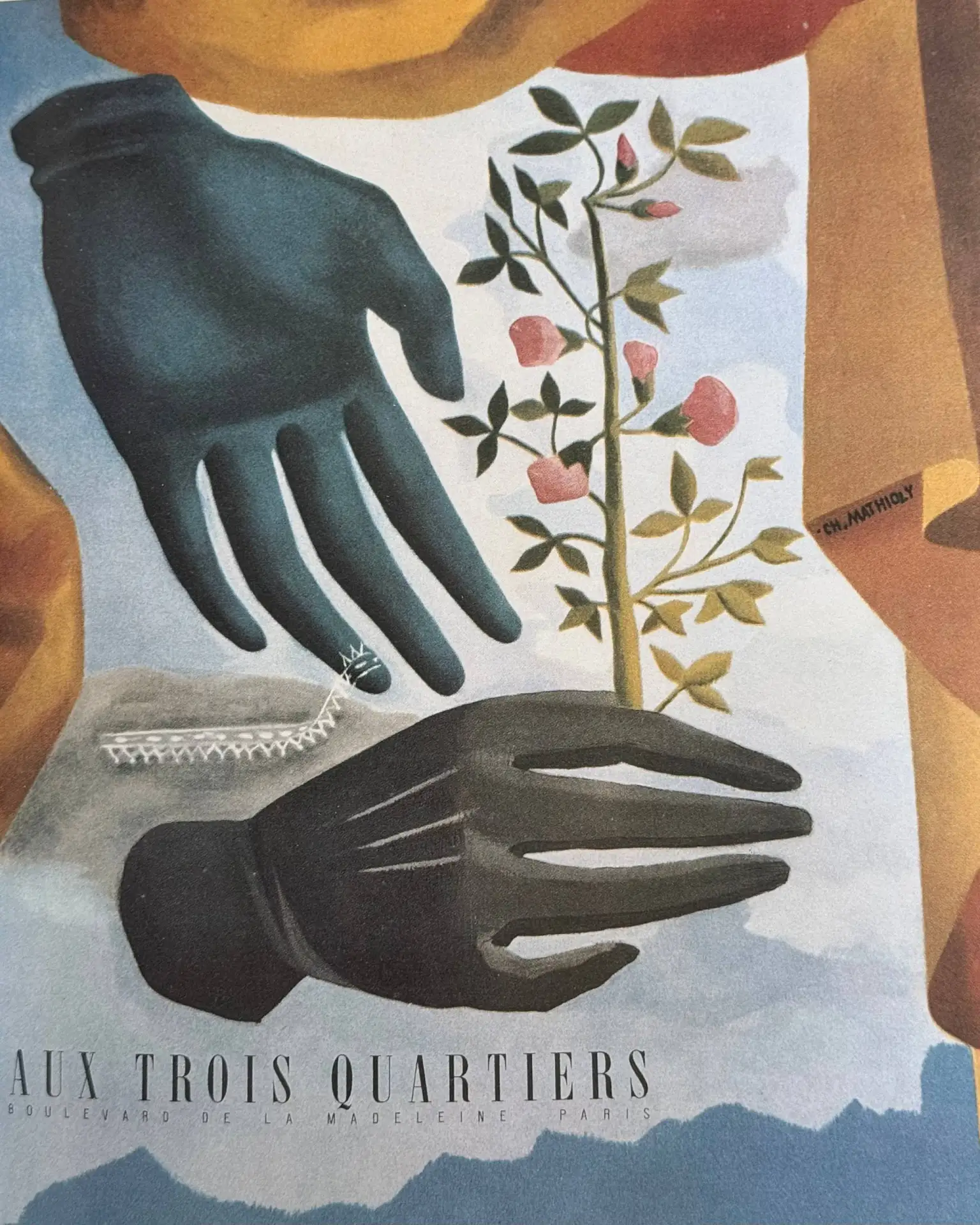 Рекламная иллюстрация для парижского универмага Aux Trois Quartiers (Франция, 1930-е го...