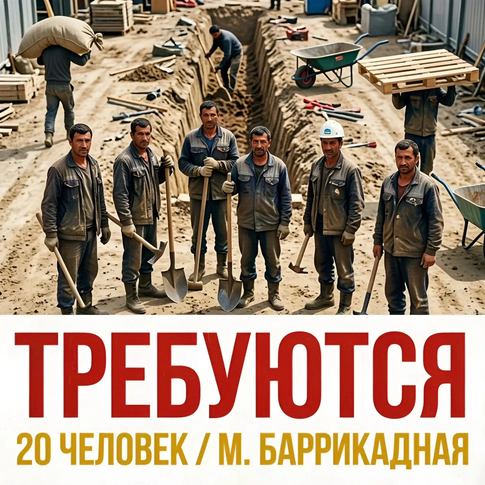 На завтра требуются 20 разнорабочих.