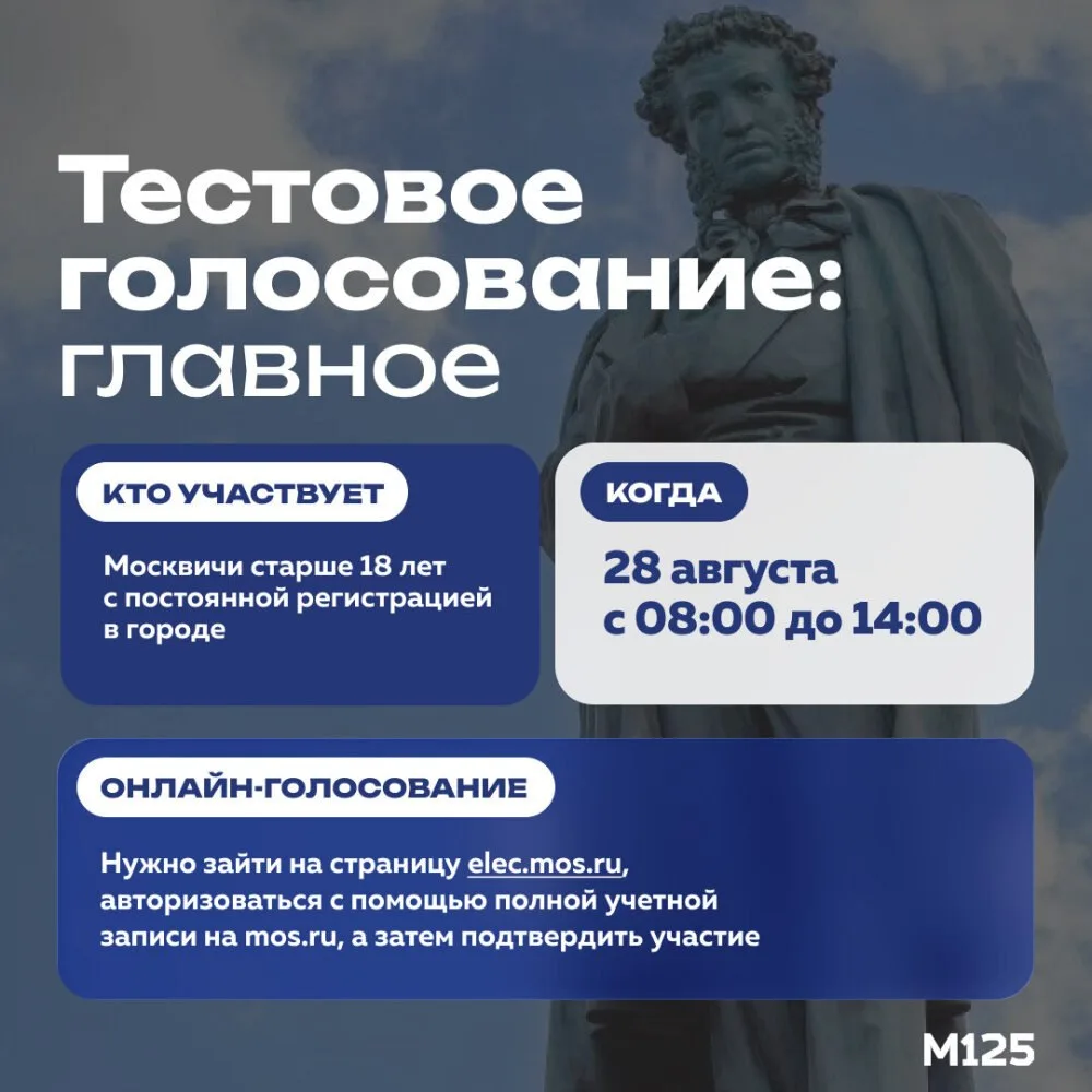 28 августа москвичи смогут решить судьбу памятника Пушкину и заодно протестировать сист...