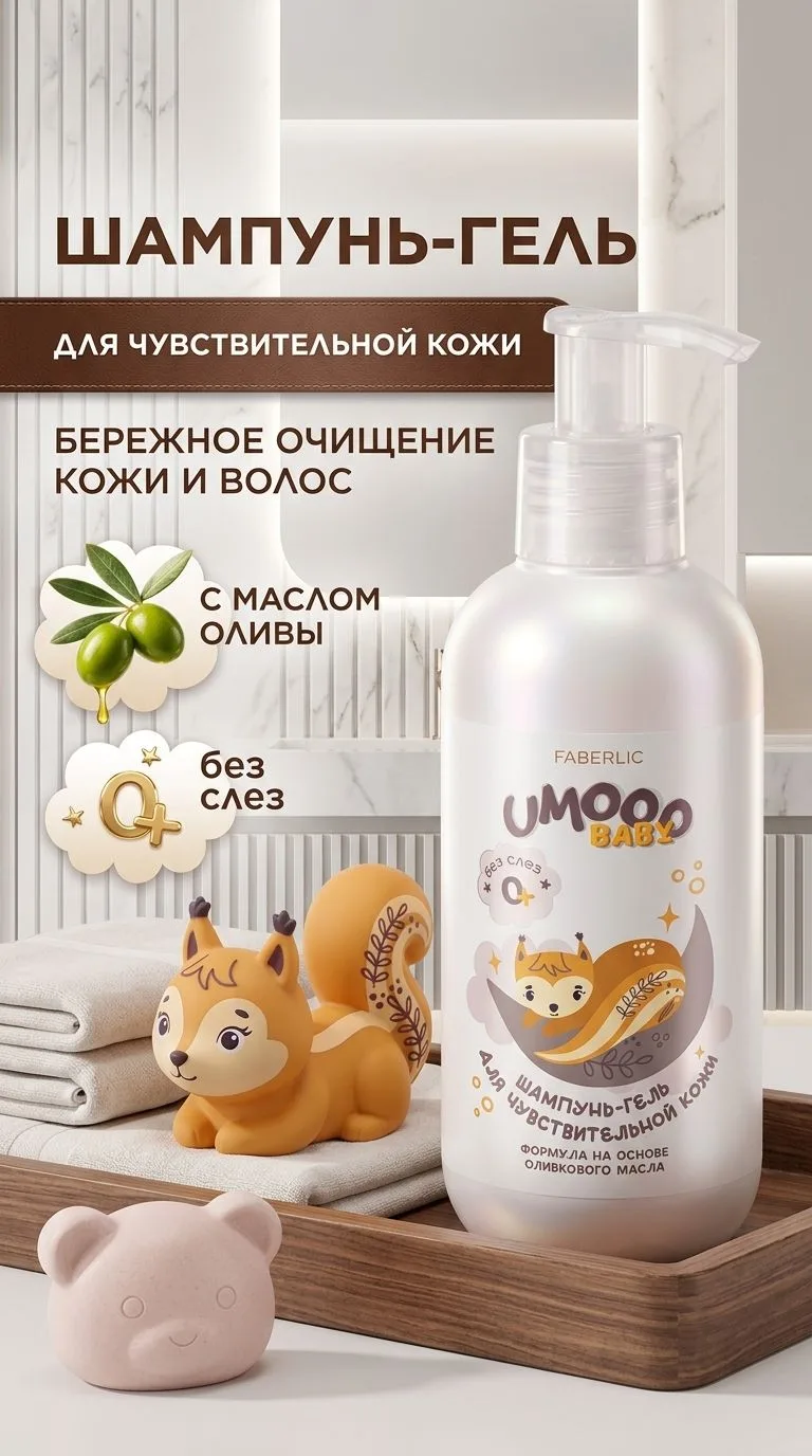 Шампунь-гель для чувствительной кожи Umooo 0+