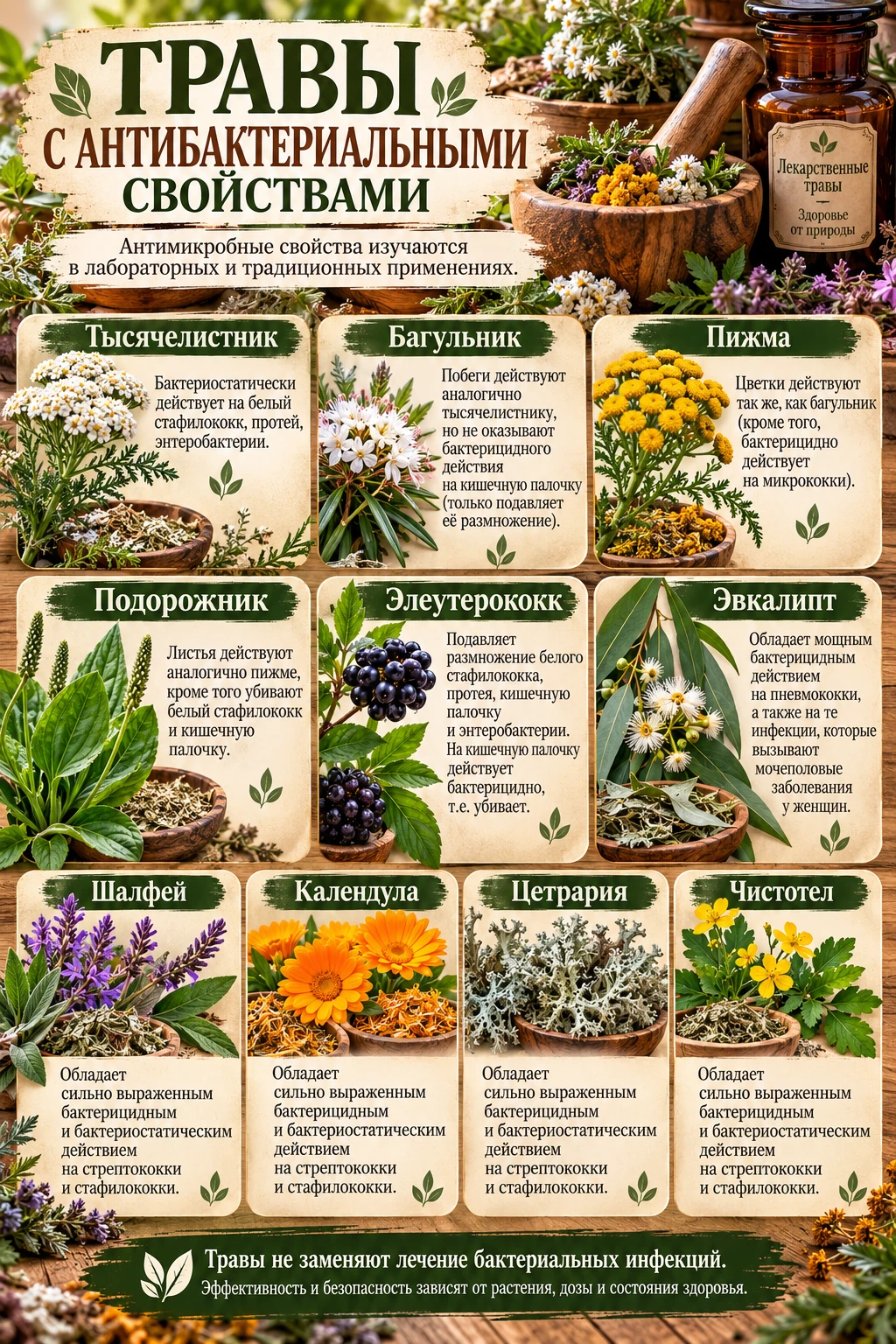 Травы - антибиотики.🌿