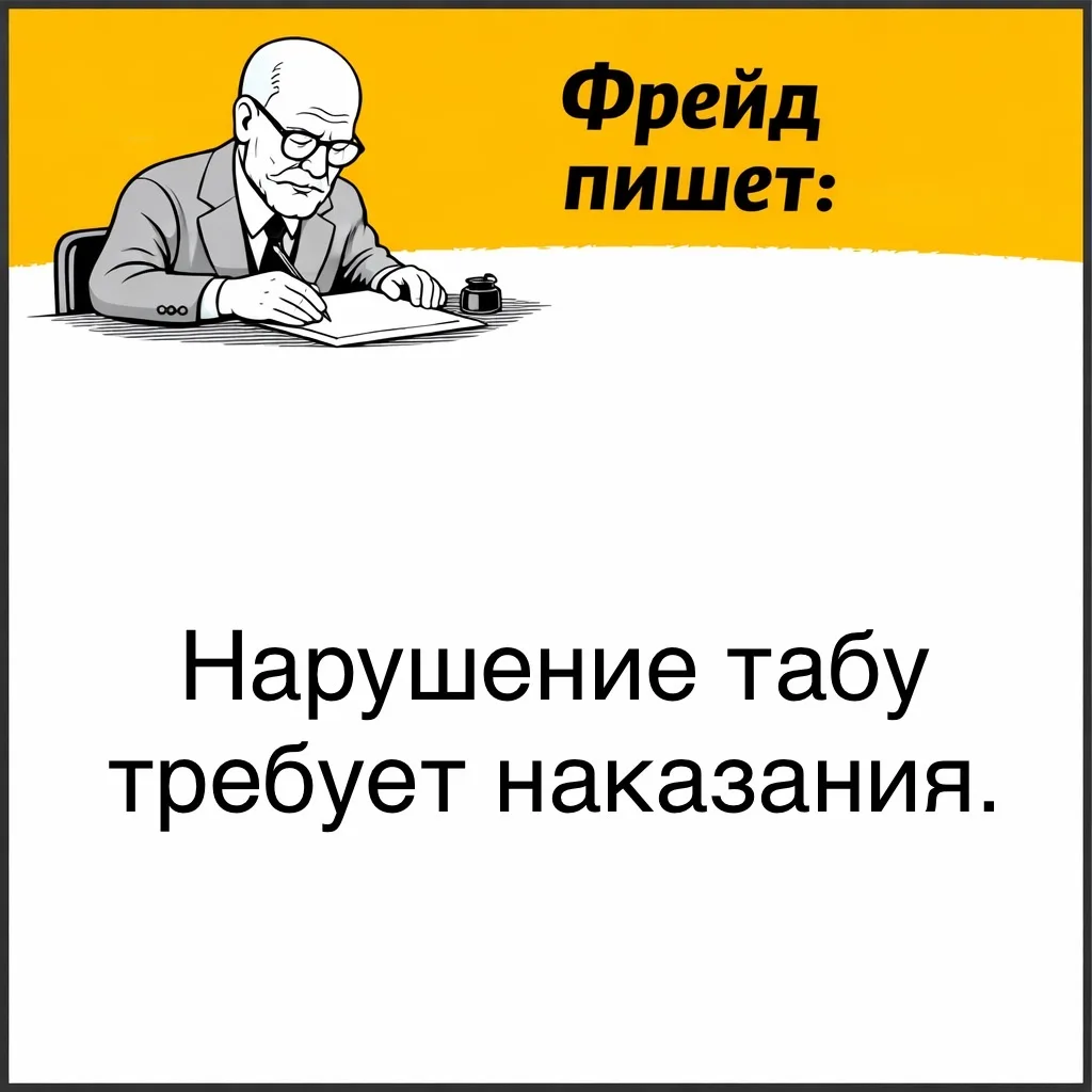 Фрейд писал, что за внутренним запретом (табу) всегда стоит ожидание наказания, даже если никто извн