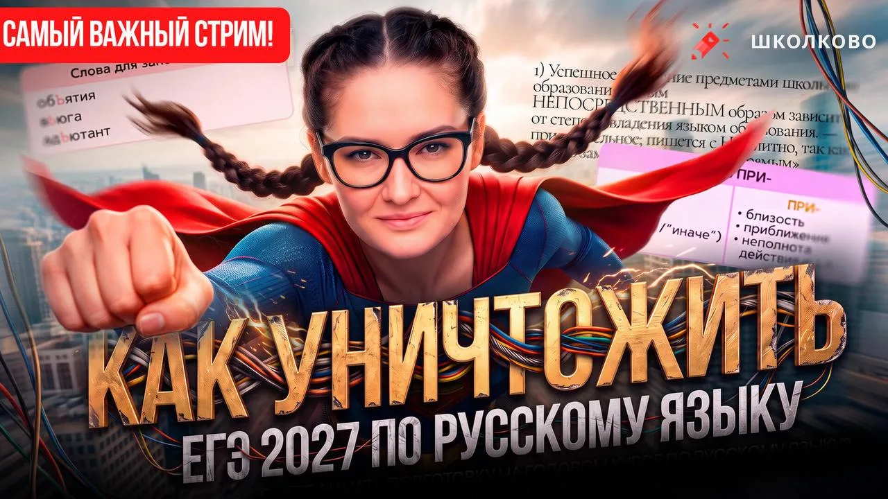 🔔Друзья, сегодня в 14:00 будет самый важный стрим в вашей подготовке к ЕГЭ по русскому...