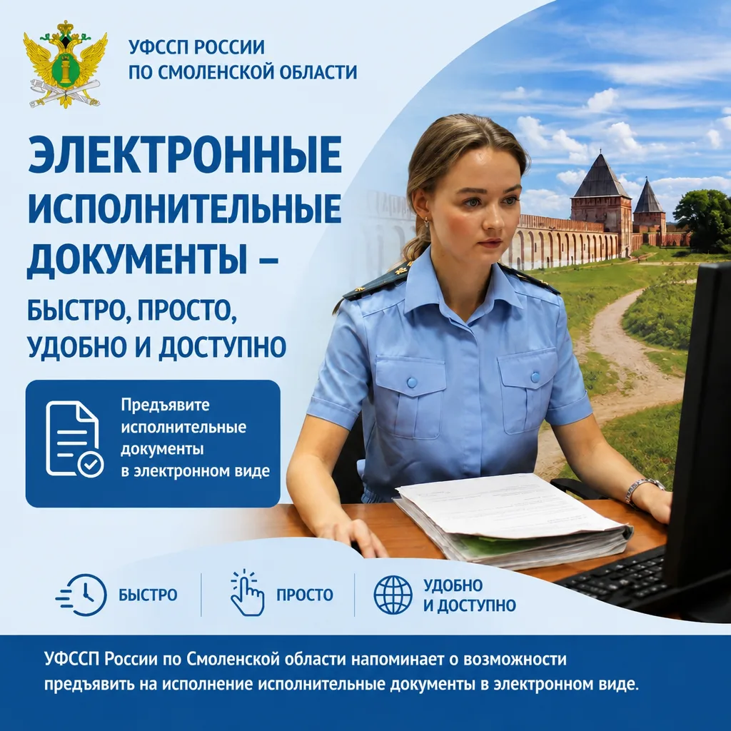 ✅ИСПОЛНИТЕЛЬНЫЕ ЛИСТЫ В ЭЛЕКТРОННОМ ВИДЕ
✅Смоленские судебные приставы напоминают, что исполнительны