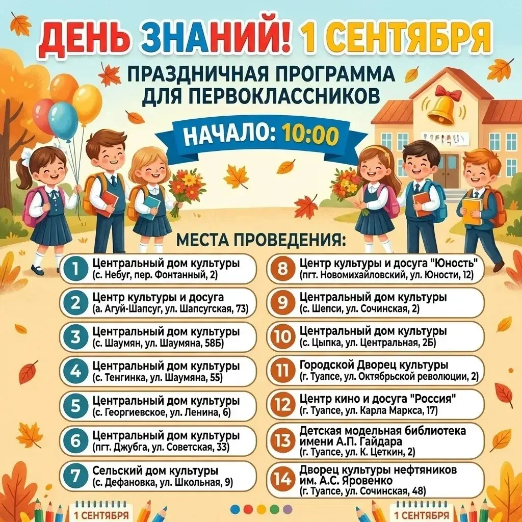 Первый раз — в первый класс! 🎒✨ Праздник знаний в Туапсинском округе!