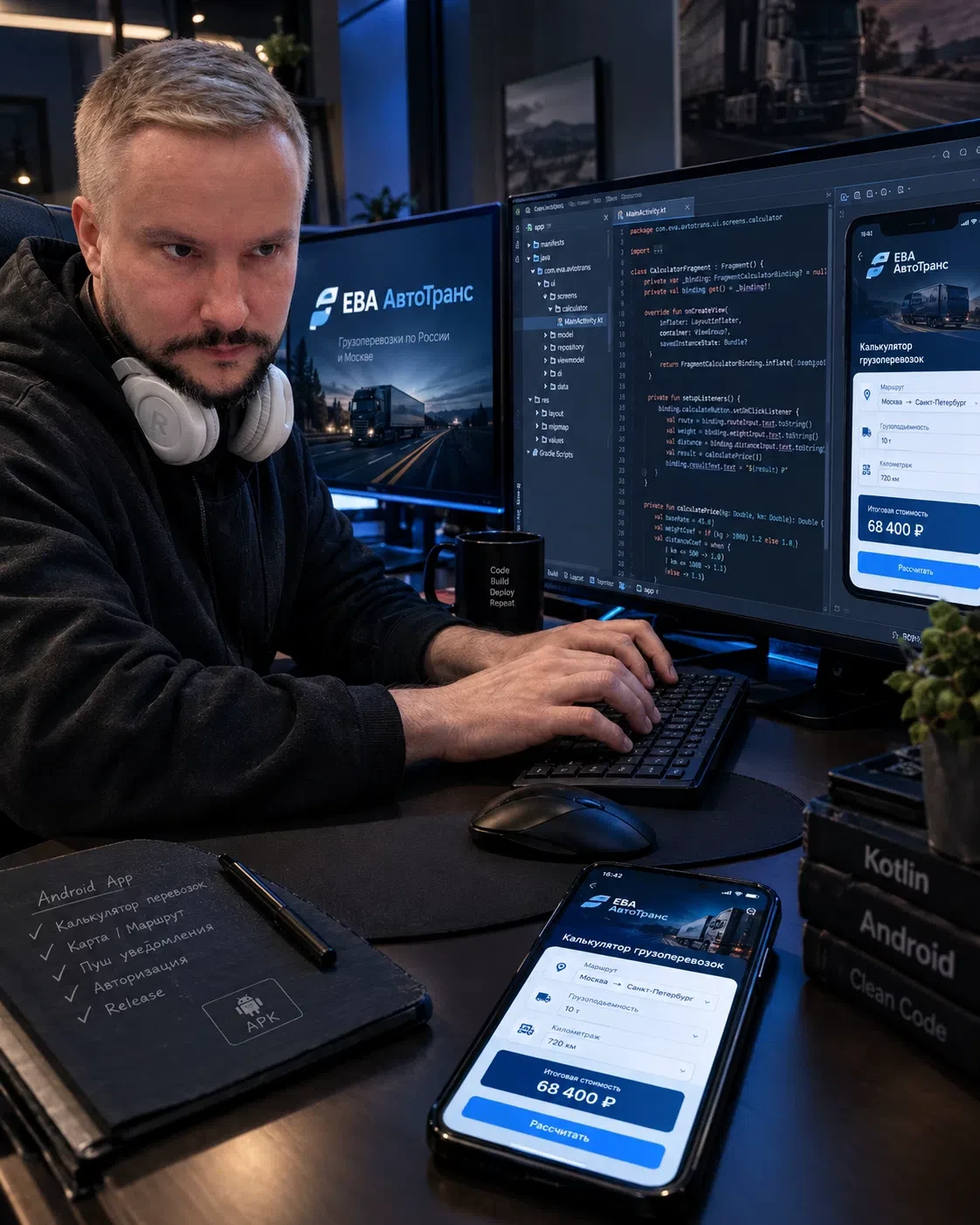 Разработал Android-приложение для «ЕВА АвтоТранс» 🚚📱