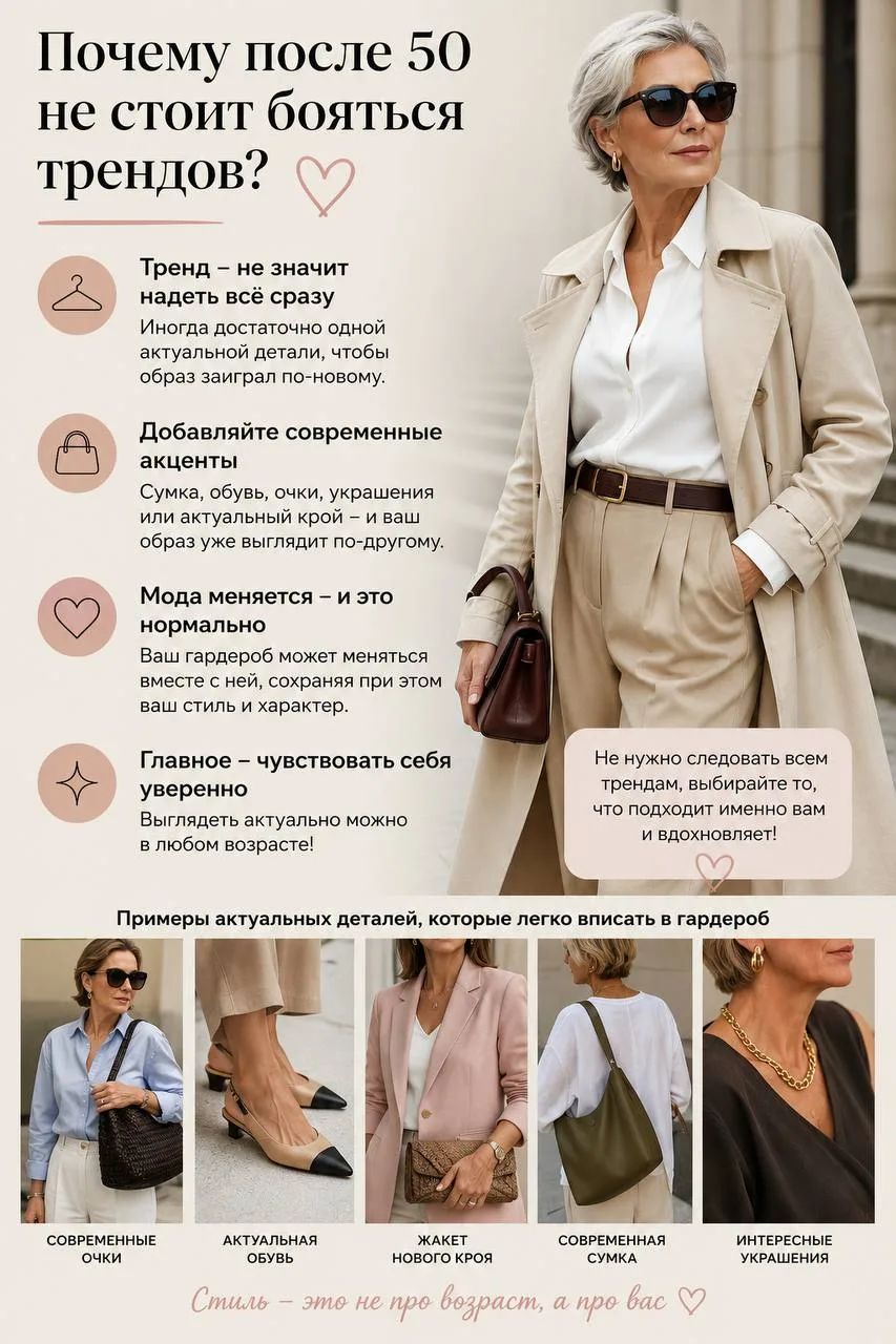 Почему после 50 не стоит бояться трендов? ✨