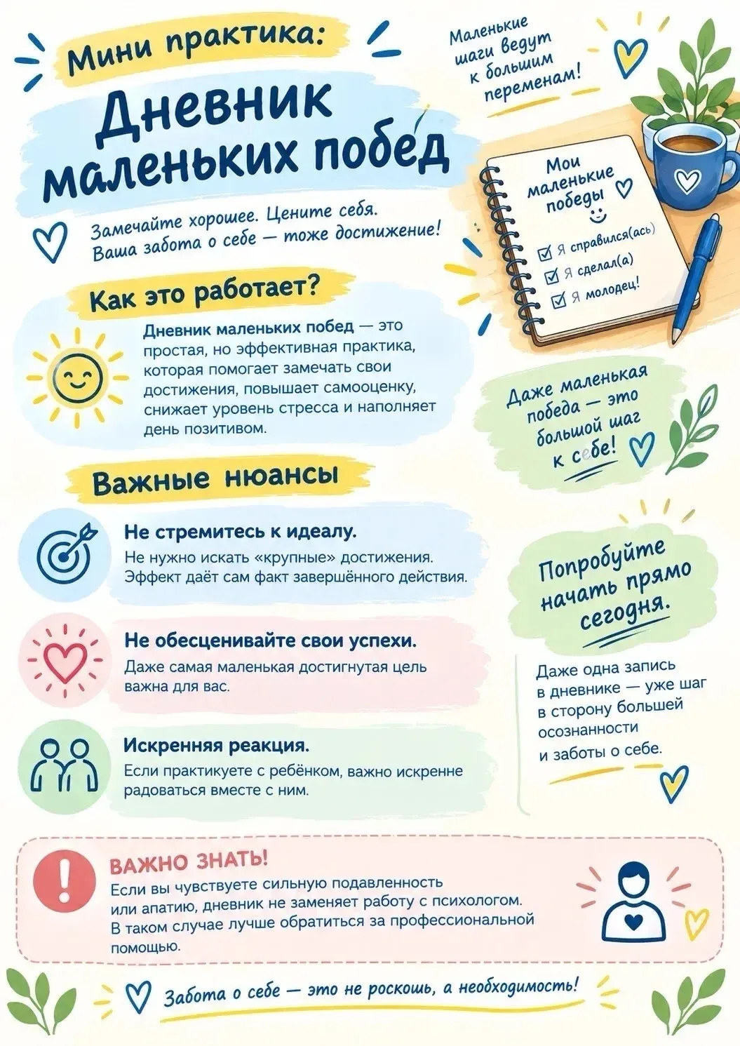 📒 В непростой период адаптации поможет простая, но очень полезная практика — «Дневник ...