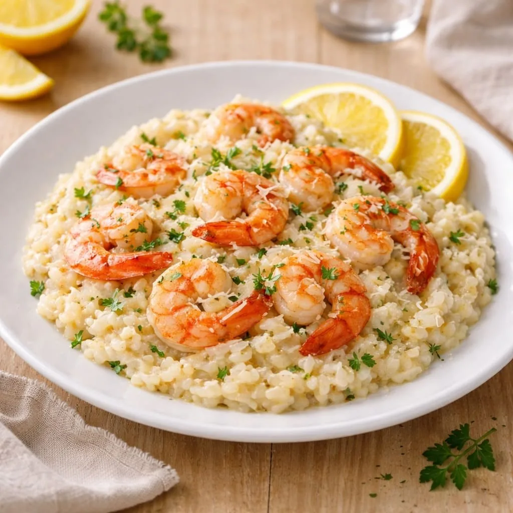 РИЗОТТО С КРЕВЕТКАМИ И ЛИМОНОМ 👍😋

Кремовое ризотто с сочными креветками, лимонной цедрой и пармез