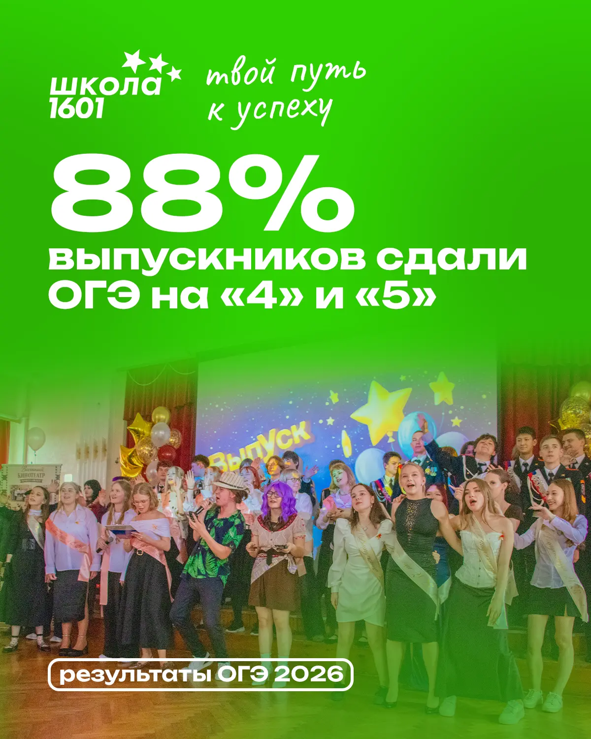 🤩 Невероятные результаты на ОГЭ!

88% выпускников сдали экзамены по выбору на «4» и «5»! Среди них:
