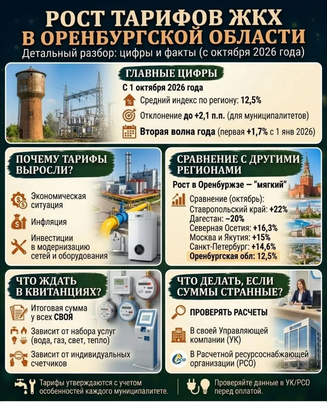 Новые суммы в квитанциях: с 1 октября в Оренбуржье изменились тарифы на ЖКУ