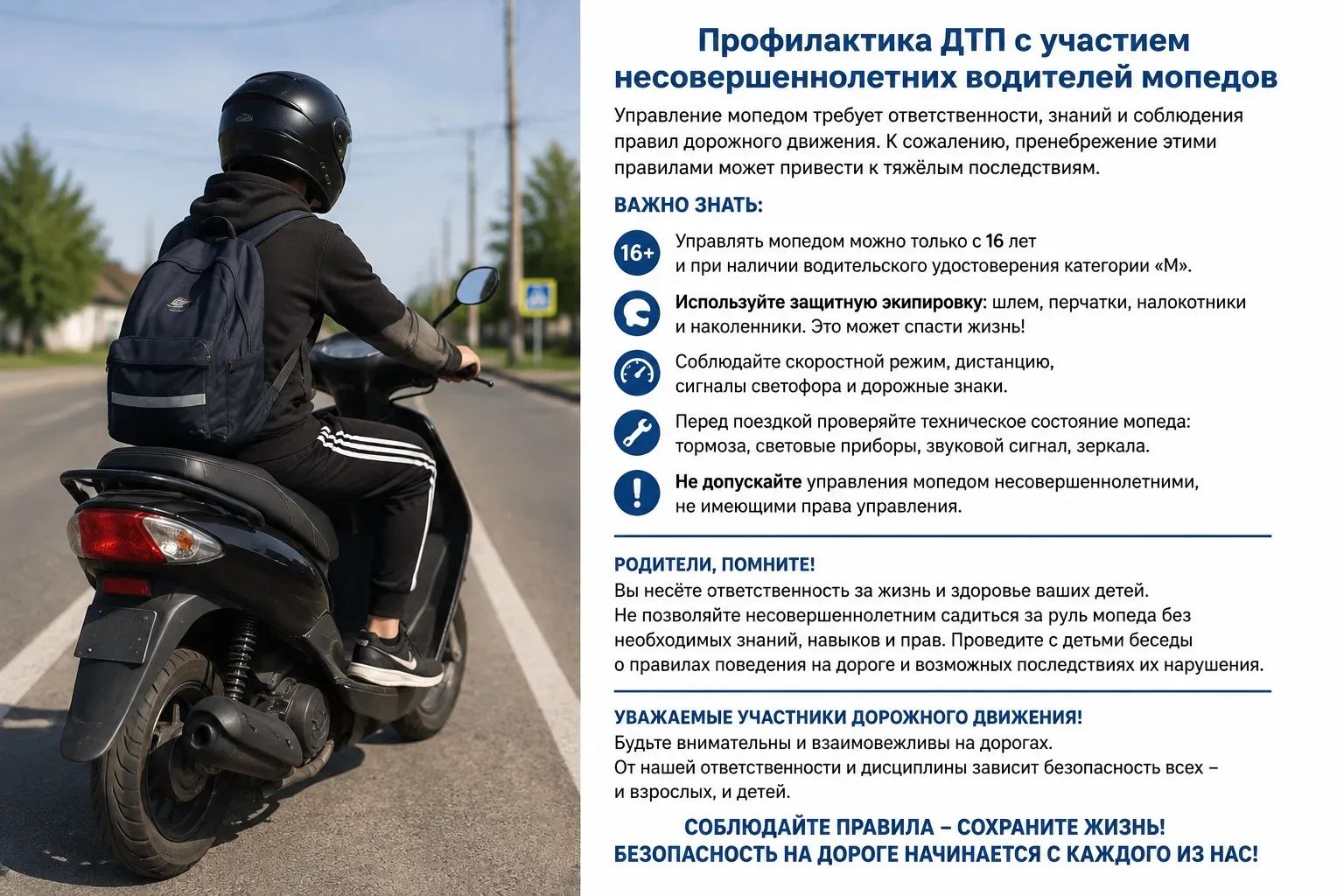 ❗️Профилактика ДТП с участием несовершеннолетних водителей мопедов❗️