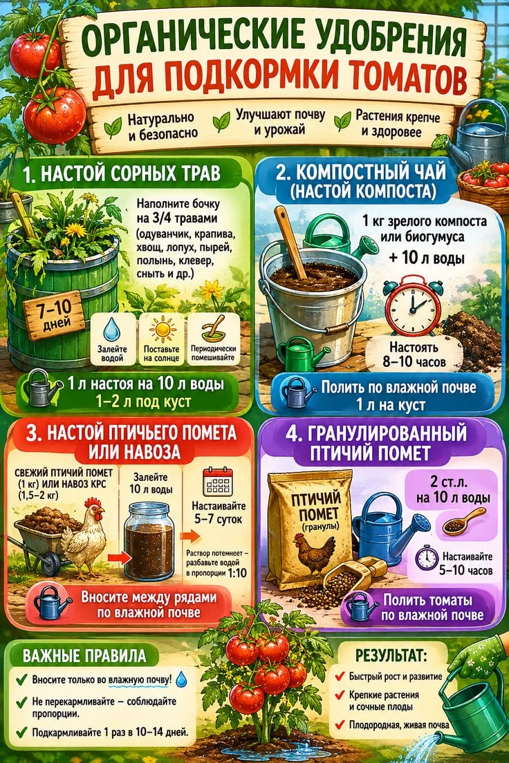 Органические удобрения для подкормки томатов