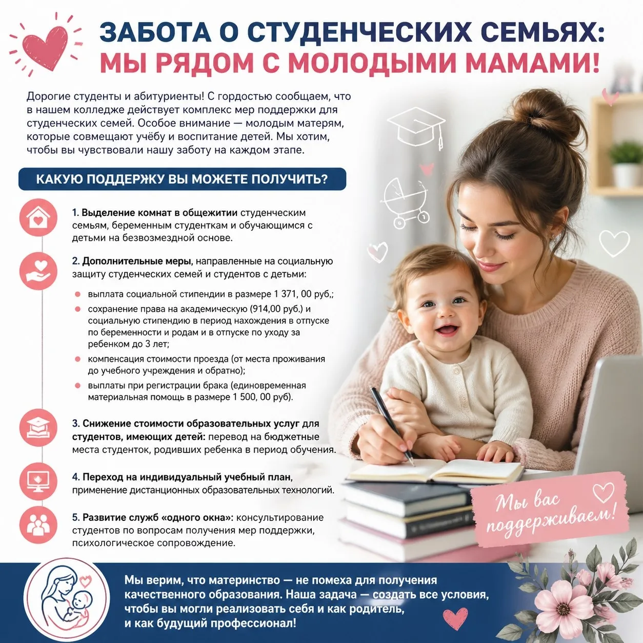 ❤Забота о студенческих семьях: мы рядом с молодыми мамами!