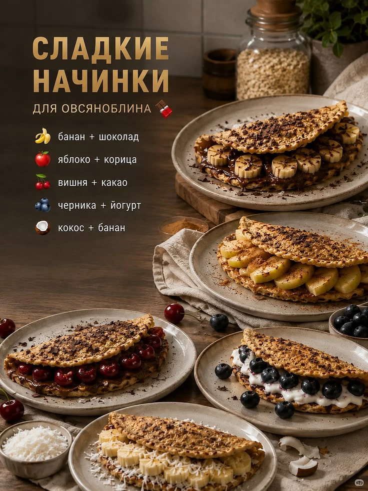 Сладкие начинки для овсяноблина 🥞🥞