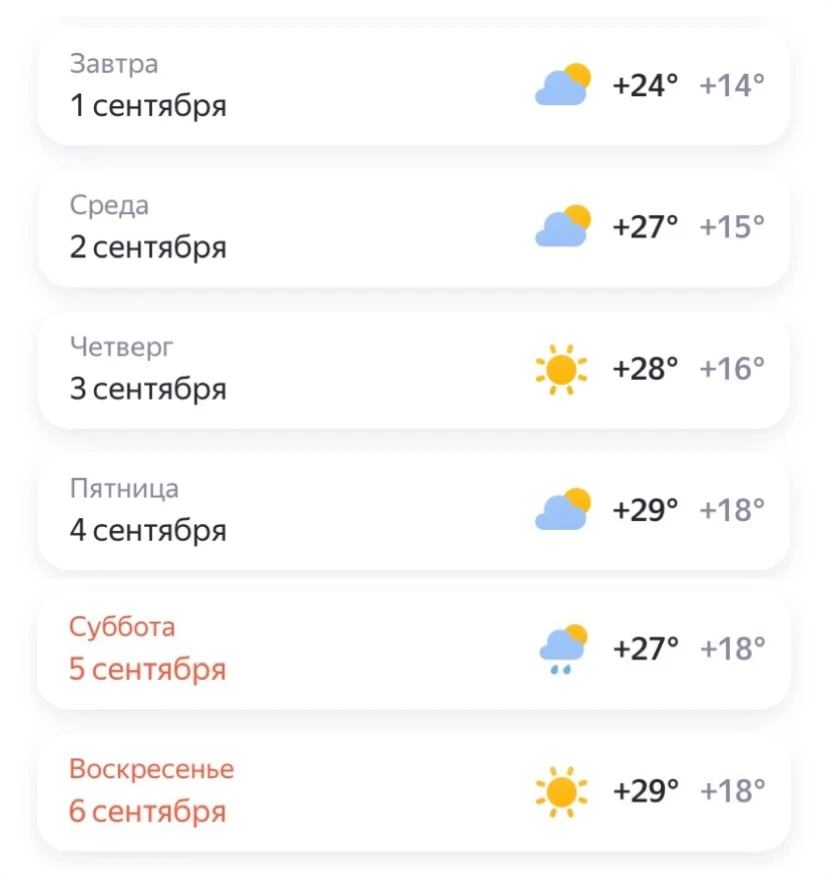 Прогноз погоды на первую неделю осени 🍂