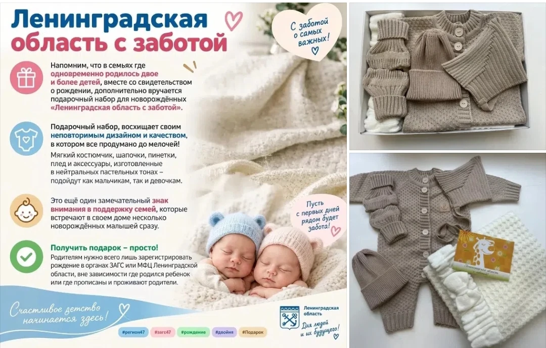 🎁Ленинградская область дарит подарочный набор родителям при рождении двух и более дете...