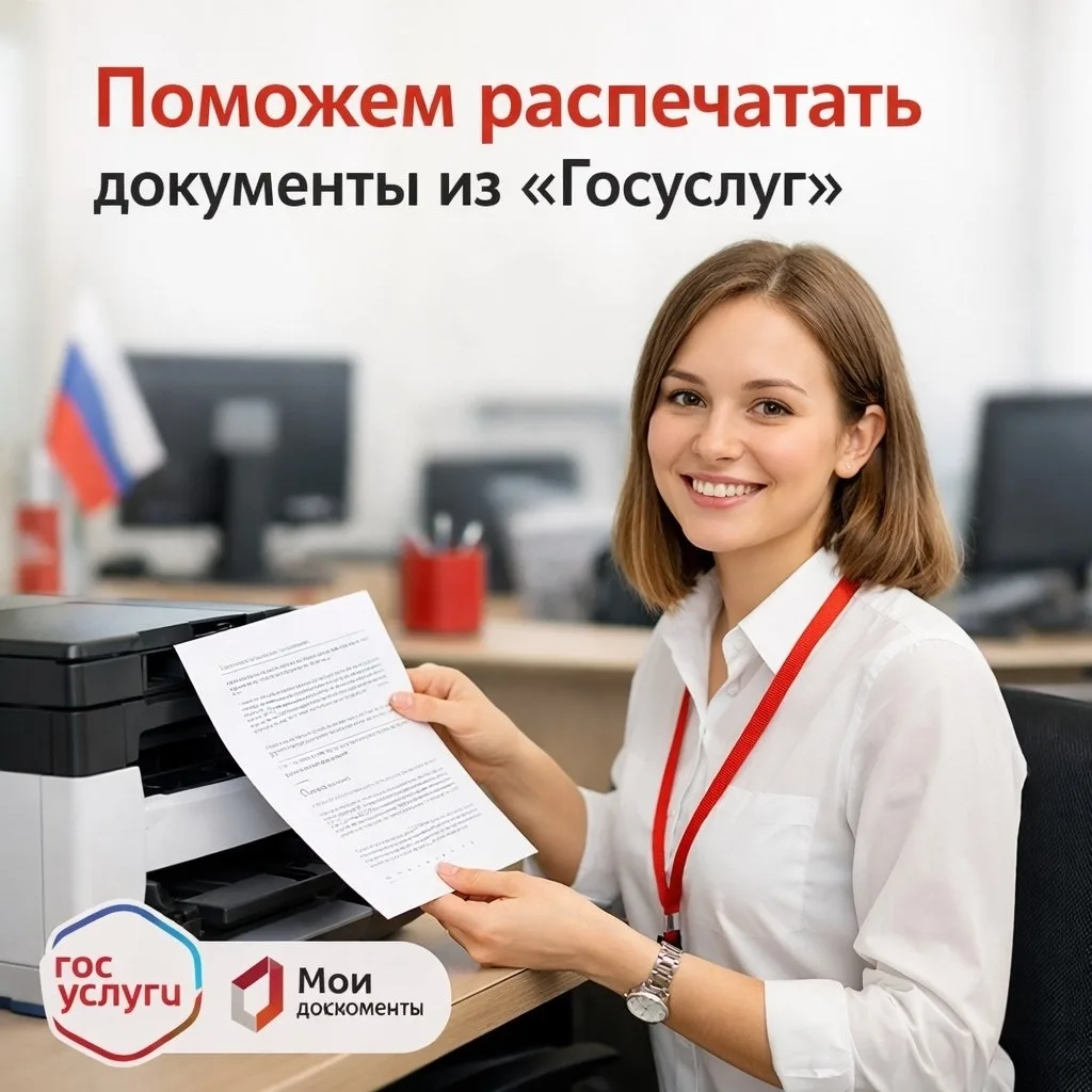 Результат электронной услуги с портала «Госуслуг» можно распечатать и заверить в МФЦ

➡️ Для этого в