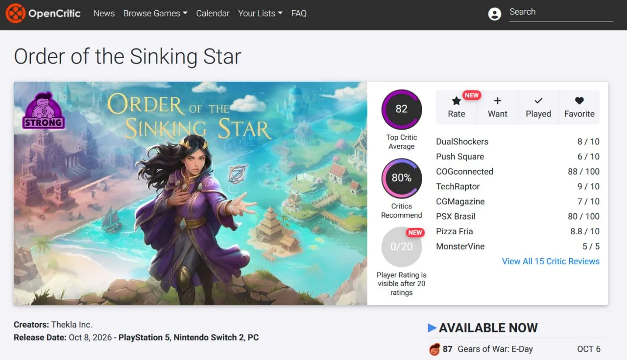 Order of the Sinking Star, новая головоломка Джонатана Блоу (автора Braid), получила 82...