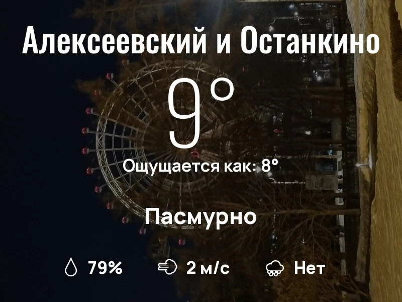 Что с погодой в районе ВДНХ?
