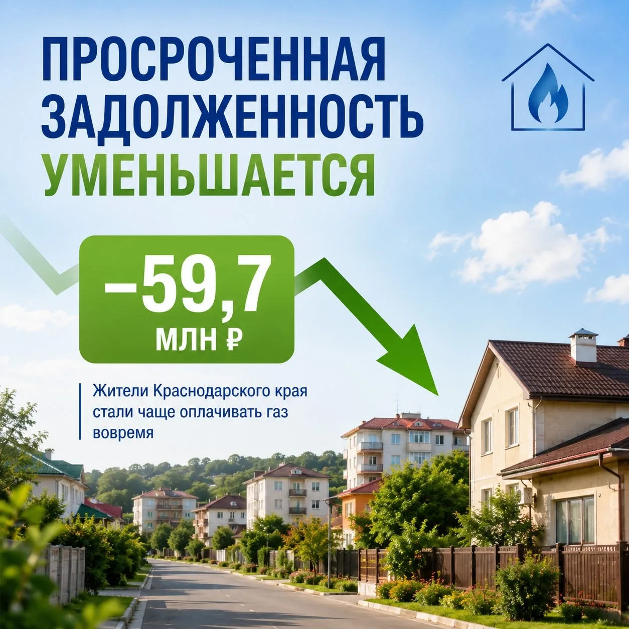 Жители Краснодарского края сократили задолженность за газ почти на 60 млн рублей