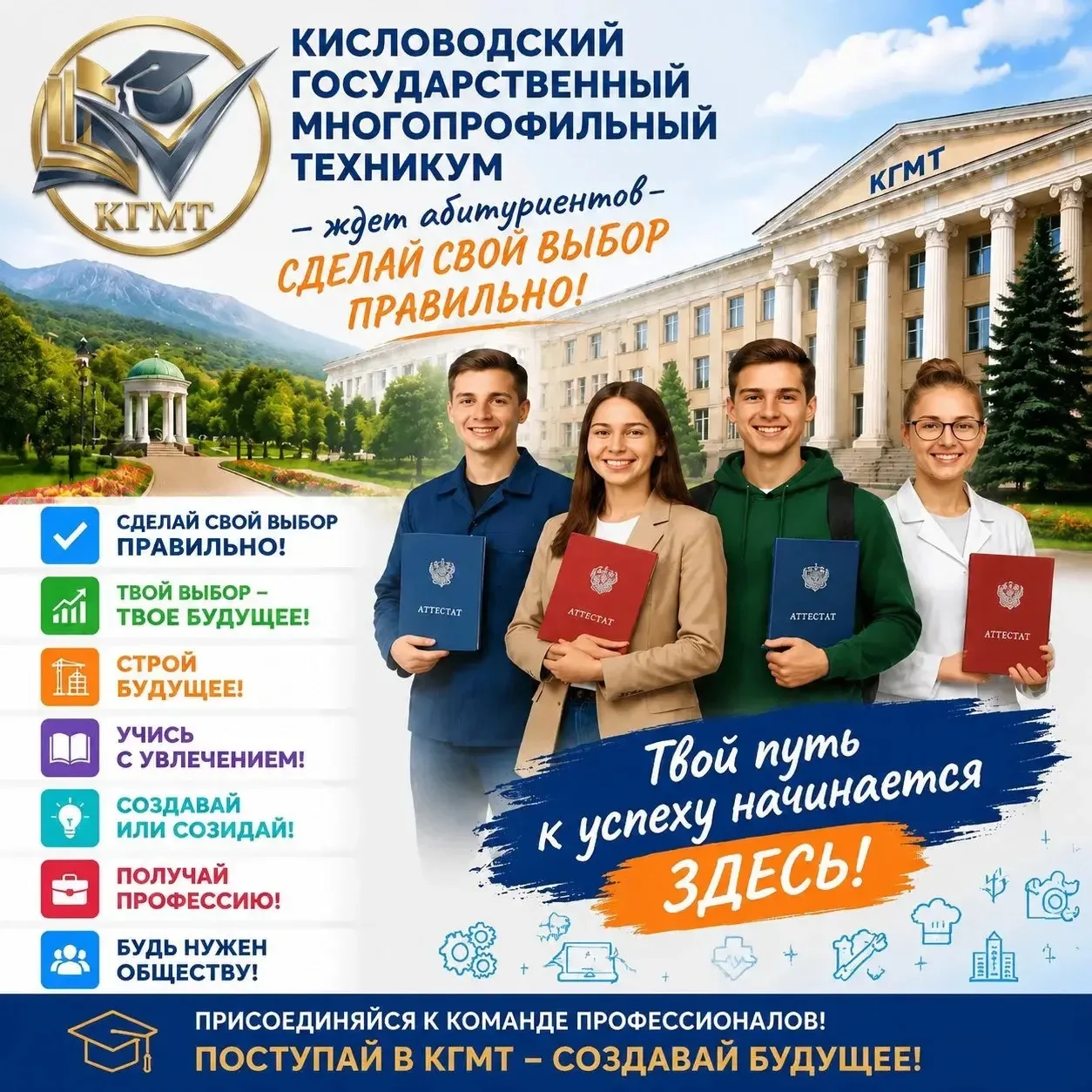 📍Хочешь строить своё уверенное будущее? 

Тогда Кисловодский государственный многопрофильный техник