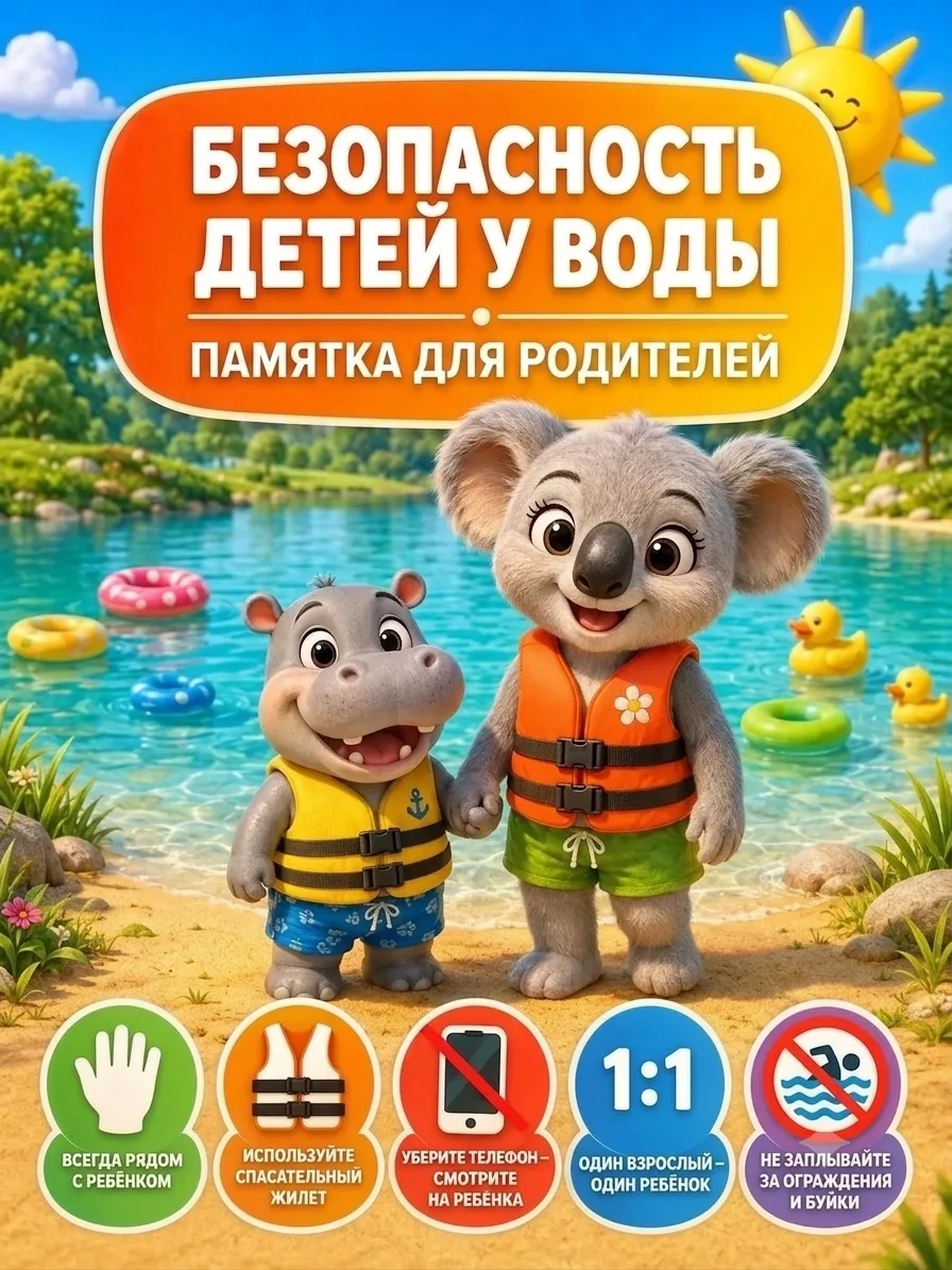 ✅Мы за безопасность✅
☀ Лето — это солнце, радость и… ВОДА! 

Но чтобы отдых у речки, моря или даже д