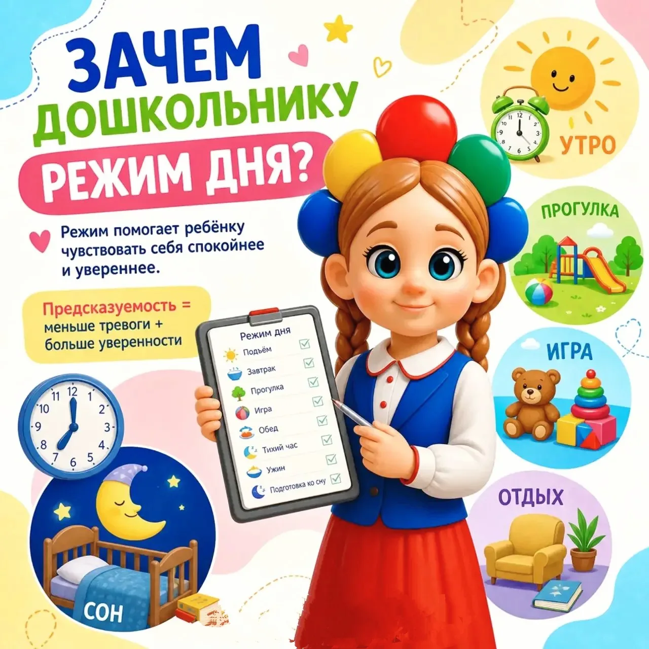 Режим дня для дошкольника — это не строгий график, где всё должно происходить минута в ...
